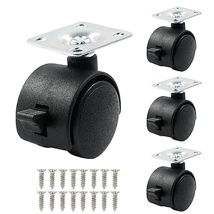 1 Inch Swivel Caster Wheels with Brake, Plate Caster, 4pcs - style: 1 Inch with Brake