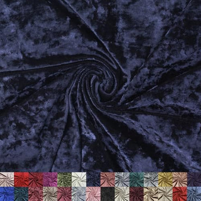 Panne Crushed Velvet Fabric by the Yard - 58/60" Wide Velvet Velour Cloth - Luxurious Fabric for Sewing Dresses, Upholstery & DIY Crafts - 97% Polyester 3% Spandex - Navy - 2 Yards - color: Navy, size: Precut 2 Yards