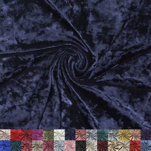 Panne Crushed Velvet Fabric by the Yard - 58/60" Wide Velvet Velour Cloth - Luxurious Fabric for Sewing Dresses, Upholstery & DIY Crafts - 97% Polyester 3% Spandex - Navy - 1 Yard - color: Navy, size: Precut 1 Yard