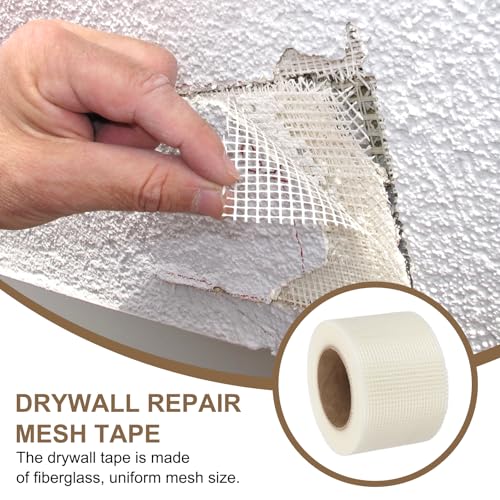 PATIKIL Drywall Repair Mesh Tape, 3 inch x 164 ft Fiberglass Repair Patch Self-Adhesive Dry Wall Joint Tape 8 Mesh Wall Hole Crack and Seam Patch, White - size: 3 inch x 164 Feet