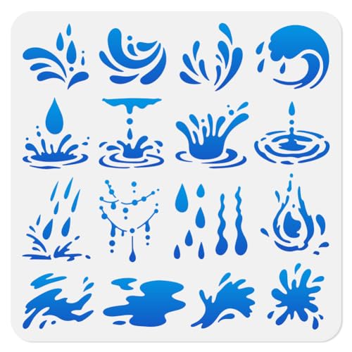Water Drop Stencil, Rain Drop Reusable Painting Template - style: Water Drops