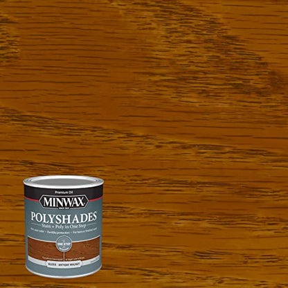 Minwax PolyShades Wood Stain + Polyurethane Finish – Quart, Antique Walnut, Gloss 32 Fl Oz (Pack of 1), Brown - color: Antique Walnut, size: 1 Quart, style: Gloss