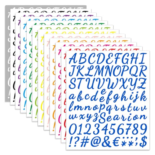 12 Sheets Alphabet Stickers, 912 Pcs Self-Adhesive Vinyl Alphabet & Number Decals, Mailbox Number Labels for DIY Crafts Art Making, Signs, Notebooks, Classroom Decor, Doors - color: Write
