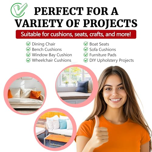 ShadeMart Custom Cut-to-Size Foam, High Density Replacement, Upholstery Foam Cushion, Polyurethane, Cushion Replacement for Chairs, Couches & DIY Projects (4'' Thick) - size: 4 Inch Thick