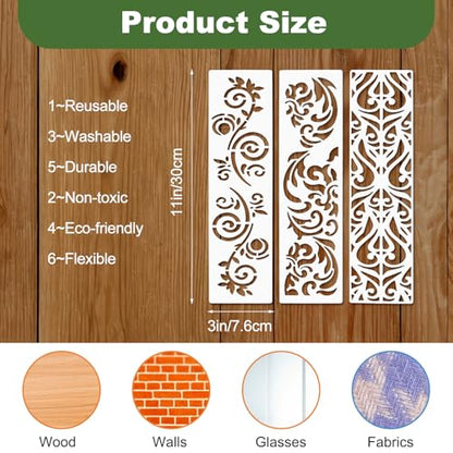 12 Pieces Border Stencils for Painting, Reusable Leaf Template for Painting