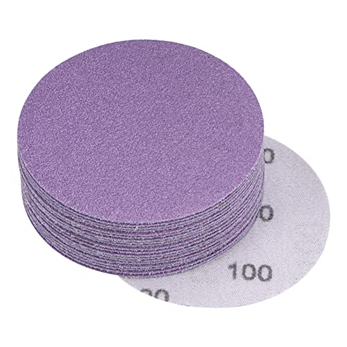 uxcell 20Pcs 3-Inch Purple Sanding Discs 100 Grits Hook and Loop Professional Aluminum Oxide Sand Paper Wet Dry Polish for Wood Metal Paint Finishing - style: 100 Grit