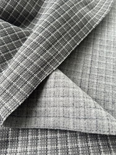 OctoRose Linen-Checked-Grey, 1 Yard (36x59inch) Upholstery Sewing Fabrics for Sofa, Futon, Box Cushion, Daybed Mattress, Bench, Ottoman Cut by The Yard (Linen-Checked-Grey, 1 Yard) - color: Linen-checked-grey