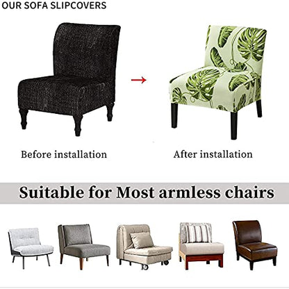 Eco-Ancheng Armless Chair Slipcover Removable Armless Accent Chairs Covers Washable Armless Slipper Chair Slipcover Printed Armless Chair Furniture Protector Covers for Living Dining Room Hotel - color: A16