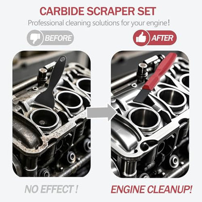2PC Carbide Scraper, 1-1/4-Inch and 5/8-Inch Super Carbide Gasket Scraper with Storage Case for Metal and Automotive Cleaning (Red)
