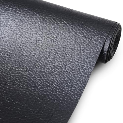 Marine Vinyl Upholstery Faux Leather Fabric, 2 Yards Black - color: Black, size: 2 Yards 55" x 72" (Pre-cut)