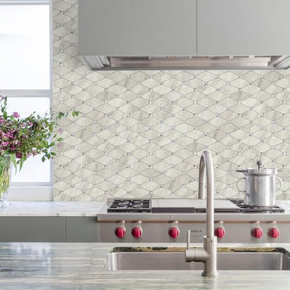 STICKGOO Peel and Stick Backsplash, 10 Sheets Beige Stone Texture Stick on Backsplash, Self Adhesive Wall Tile Sticker - color: Beige Stone Texture