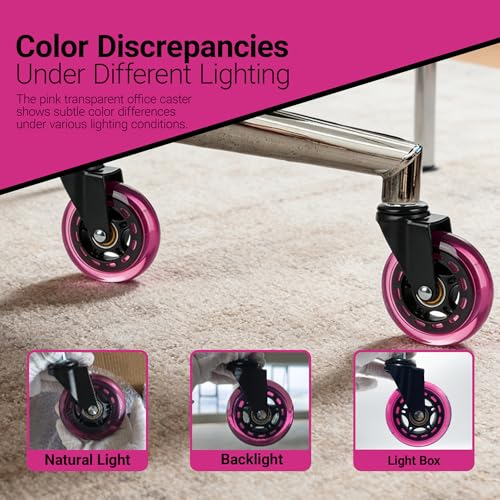 Dark Pink Office Chair Wheels, 3 Inch Heavy-Duty Rubber Wheels for Office Chairs, Computer Gaming Desk Wheels Smooth Rolling for Hardwood Carpet Tile Floors, 11 * 22mm - color: Pink Black