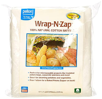 Pellon WZ-45, Natural Wrap-N-Zap Cotton Quilt Batting, 45 by 36-Inch, 1 Pack - size: 1 Count (Pack of 1)