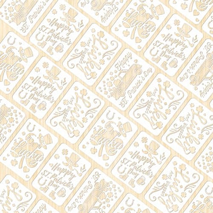 INFUNLY 4pcs St. Patrick's Day Stencils for Painting Reusable Stencils for Painting on Wood Shamrock Stencils Hat Horseshoe Lucky Stencils Drawing Template for Painting on Wood Window Glass Home Decor - style: St. Patrick's Day