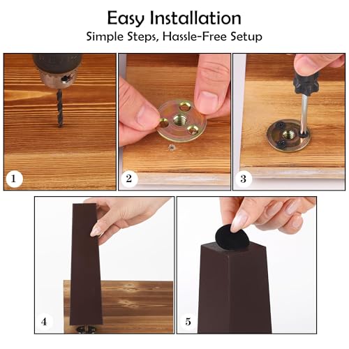 TURSTIN 16 PCS 8 Inch Wood Furniture Legs, Couch Legs Replacement, Brown - color: Brown, size: 8 Inch