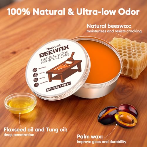 Beeswax Wood Polish for Furniture, Waterproof & Restorer Wood Wax