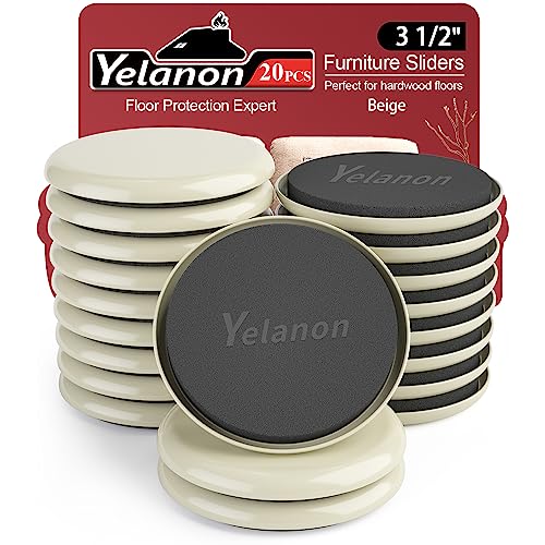 Furniture Sliders for Carpet - Yelanon 20 PCS 3 1/2" Furniture Moving Pads - size: 20pcs Beige 3.5"