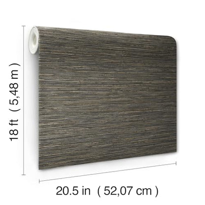 RoomMates Dimensional Grasscloth Peel and Stick Wallpaper - color: Charcoal