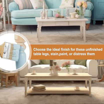 Threehoney 4 Pcs Wooden Farmhouse Table Legs, 14" x2.2'', Round - color: Round, size: 14"x2.2''
