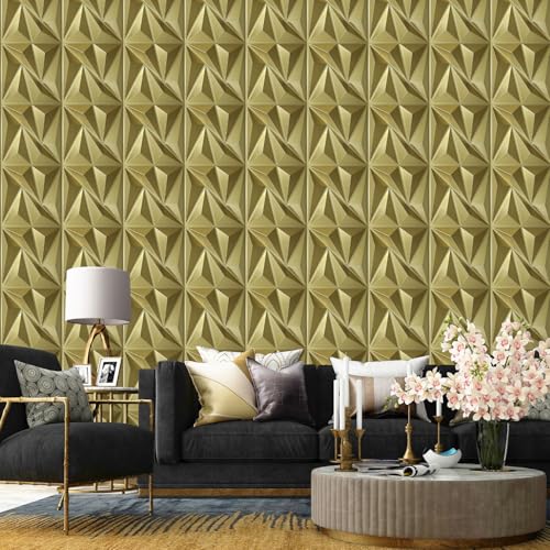 STICKGOO 3D Wall Panels Diamond, Champaign Gold, 12''x12'', 33 Pack - color: Champaign Golden