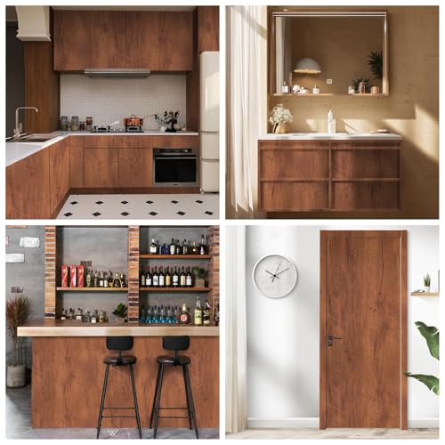 Wood Grain Contact Paper Peel and Stick Wallpaper for Cabinets Furniture - color: Reddish Brown, size: 17.7" x 393"