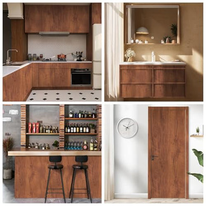 Wood Grain Contact Paper Peel and Stick Wallpaper for Cabinets Furniture - color: Reddish Brown, size: 17.7" x 216"