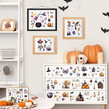 Halloween Rub on Transfers for Crafts and Furniture - Wxiben 12 Sheets Ghost Pumpkin Rub on Transfers for Furniture Halloween Skull Rub on Transfer Stickers Decals for Wood DIY Craft Office Home Decor - style: Halloween
