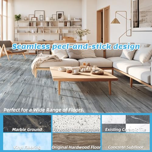 Art3d 10-Pack Peel and Stick Vinyl Floor Tiles (15 Sq.Ft), Dust Grey - color: Dust Grey