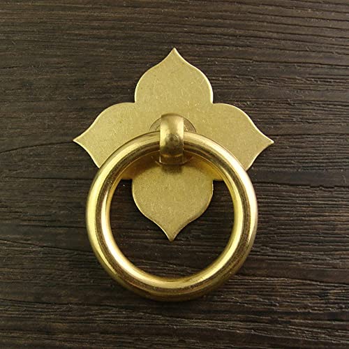 dophee 4Pcs Brass Drawer Pulls Ring Dresser Knobs, 1.89"x1.69" - color: Brass