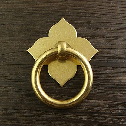 dophee 4Pcs Brass Drawer Pulls Ring Dresser Knobs, 1.89"x1.69" - color: Brass
