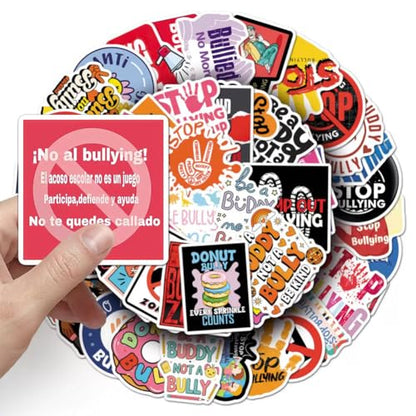 Anti Bullying Stickers |50Pcs Stop Bullying Theme Waterproof Vinyl Decals - color: Anti Bullying