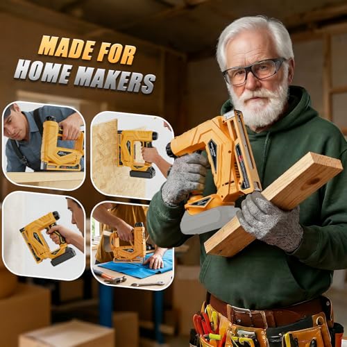 Upholstery Staple Gun Compatible with Dewalt 20V MAX Battery - color: Black and Yellow