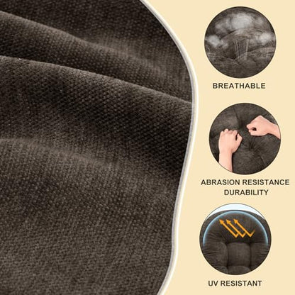 Rocking Chair Cushion - Chenille Fabric, High-Density Sponge, Durable Comfort Non-Slip Bottom Tufted Seat Pads with Ties, Chenille︱Dark Brown, 44x19x4 inch - color: Dark Brown