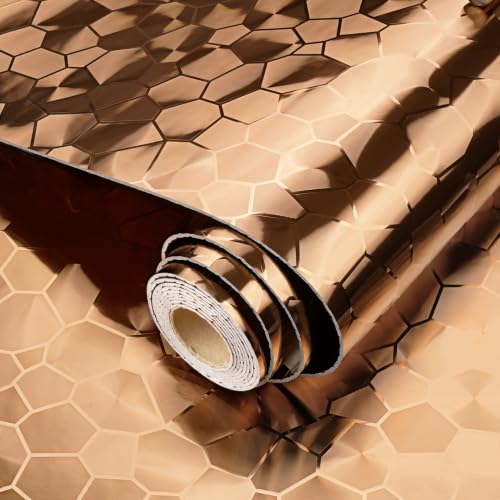 Rose Gold Metallic Wallpaper Peel and Stick Acoustic Wall Panels