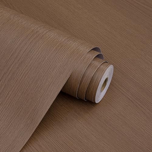 HaiminWallpaper 24" x 393" Wood Contact Paper Peel and Stick Vinyl Roll - color: Brown (03)