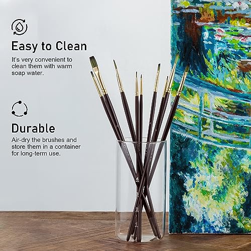 Falling in Art 9 PCS Long Handle Flat Brushes Set - style: Flat