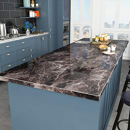 Livelynine 36 Inch Kitchen Countertop Contact Paper Waterproof Dark Marble Contact Paper for Countertops Peel and Stick Wallpaper Bathroom Counter Top Vinyl Wrap Laminate Desk Table Cover Removable - color: Dark marble, size: 36" x 197"