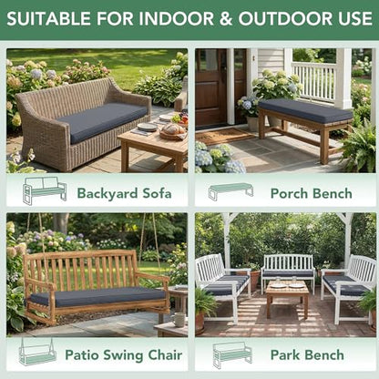 Summsun Outdoor Bench Cushion Pad, 42 x 18 x 3 Inch, Dark Grey - color: Dark Grey, size: 42x18x3 Inch