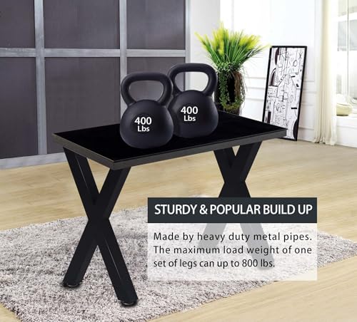 Taelakeni 36 Inch Table Legs Metal Desk Dinning Bar Table Legs with Adjustment Feet Pads, Set of 2 - color: Black, size: 36 IN