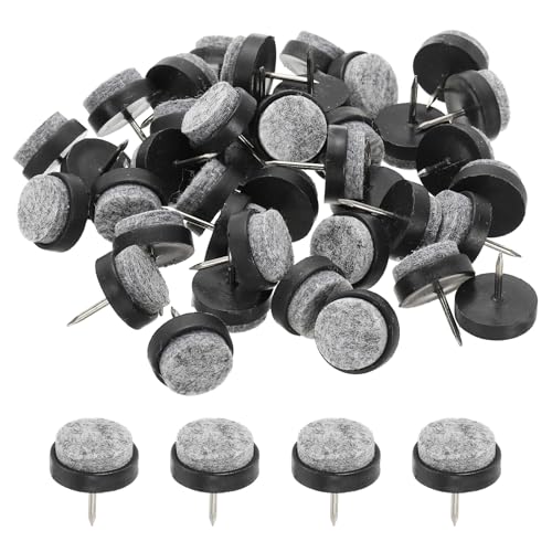 PATIKIL 20 mm Nail-on Felt Pads 40Pcs Round Felt Furniture Sliders Black - color: Black, size: 20 mm