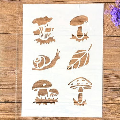 TIAMECH A4 Reusable Snail Mushroom Stencil for Painting - style: Snail Mushroom