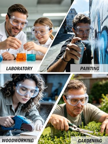 Safety Goggles Over Glasses, Anti Fog Protective Eyewear for Lab - color: White 1 Pack