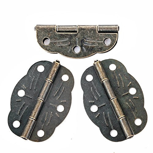40Pcs Small Antique Hinges Bronze Jewelry Box Hardware for Wooden Boxes - color: Bronze