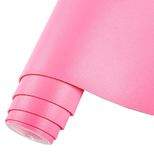 HGUAN Smooth Solid Color Pink Faux Leather 12"X53"(30cmX135cm),Faux Leather Sheets Roll Very Suitable for Making Crafts, Leather Earrings, Bows,Sewing (Pink) - color: Pink