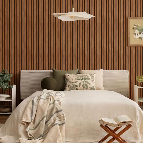 Main Street Peel and Stick Wallpaper Sheets, Wood Slat Design 12-Pack - style: Wood Slat Panel Design