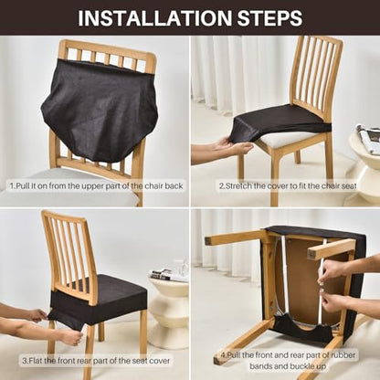 SearchI Waterproof Dining Chair Seat Covers Set of 4, Check Light Grey - color: Check Light Grey