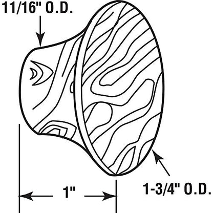 Slide-Co 161690 1-3/4 In., Hardwood, Bi-Fold Pull Knob (2 Pack)