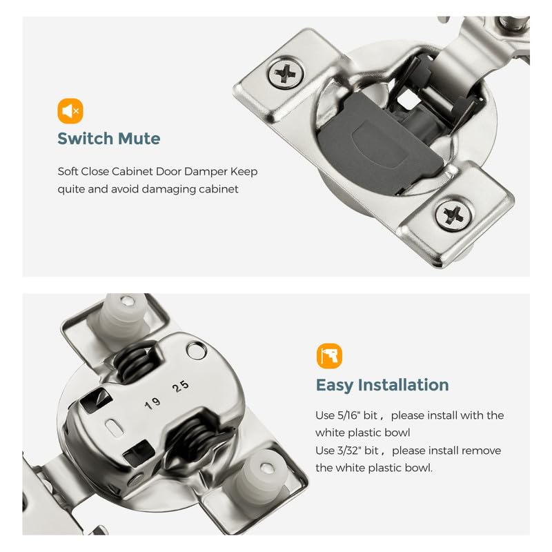 HOME EDIT 1 Pair 1/2 Inch Overlay Soft Close Cabinet Hinges Door Hinges - size: 1/2 inch Overlay