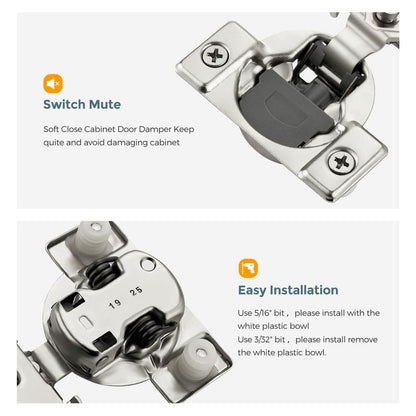 HOME EDIT 1 Pair 1/2 Inch Overlay Soft Close Cabinet Hinges Door Hinges - size: 1/2 inch Overlay