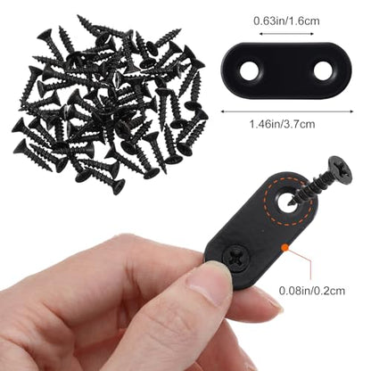 30 Pack Stainless Steel Straight Bracket Flat Straight Brace Flat Plate Straights Brackets Repair Mending Bracket Plate for Wood Furniture Metal Mending Joining Plates with Screws Black